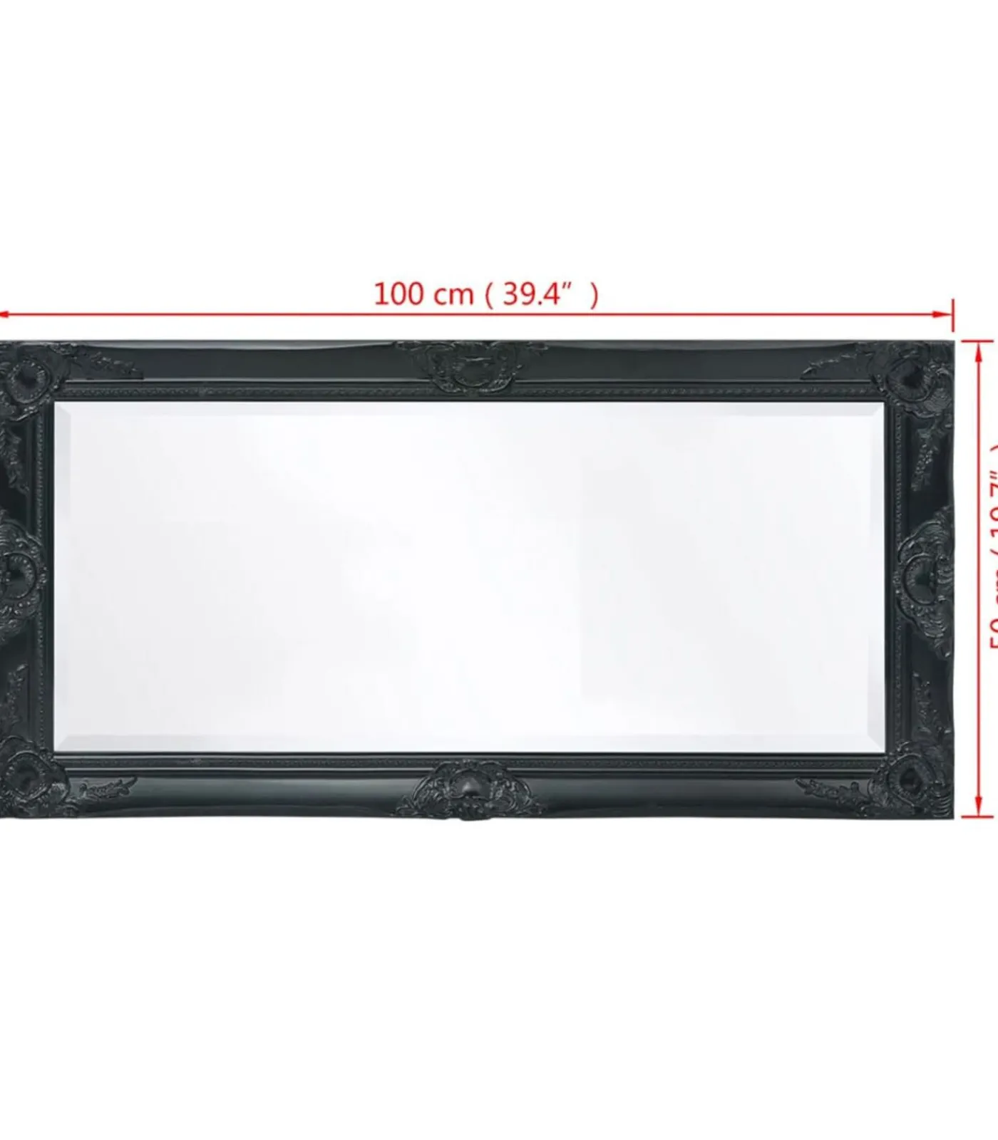 Clearance Wandspiegel Barok 100 x 50 cm zwart Spiegels