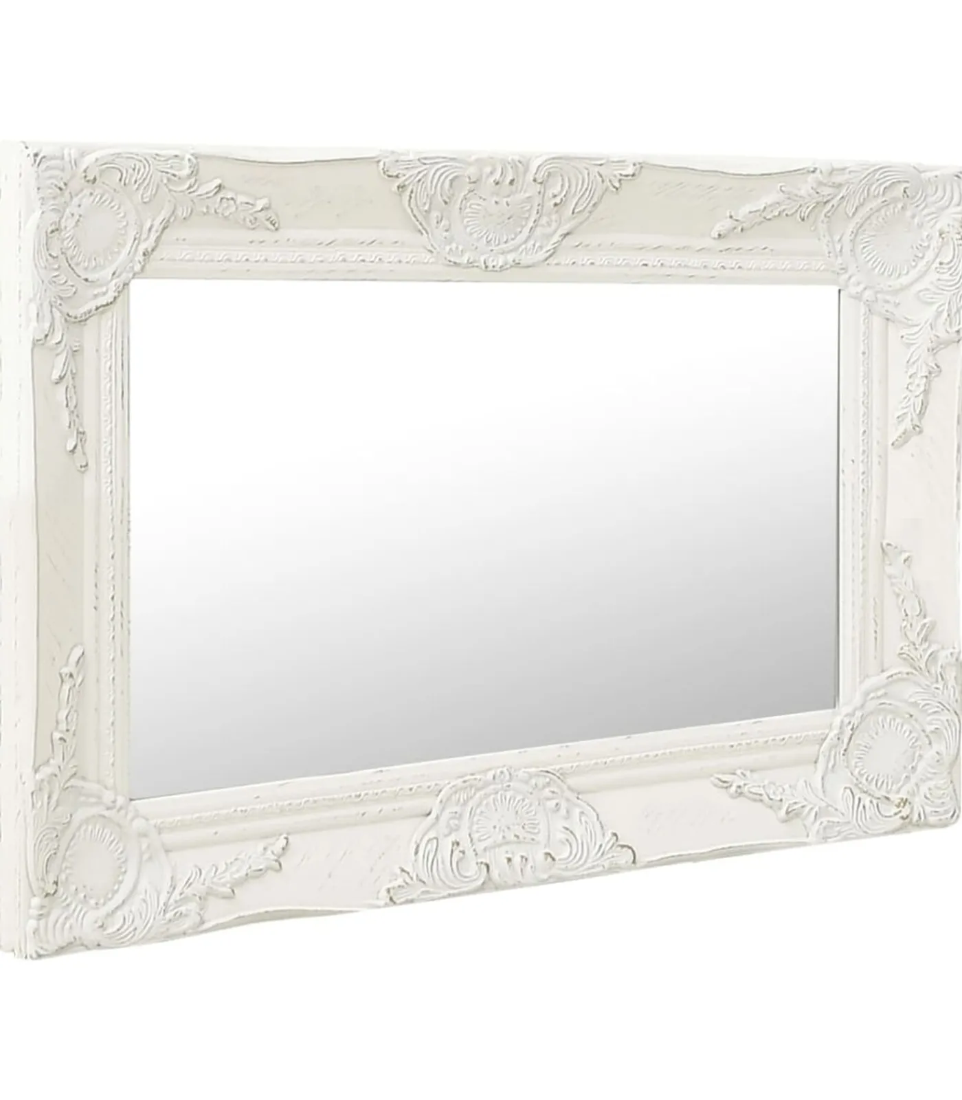 Discount Wandspiegel barok stijl 60x40 cm wit Spiegels