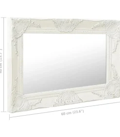 Discount Wandspiegel barok stijl 60x40 cm wit Spiegels