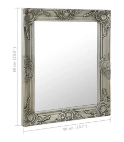 Online Wandspiegel barok stijl 50x60 cm zilverkleurig Spiegels