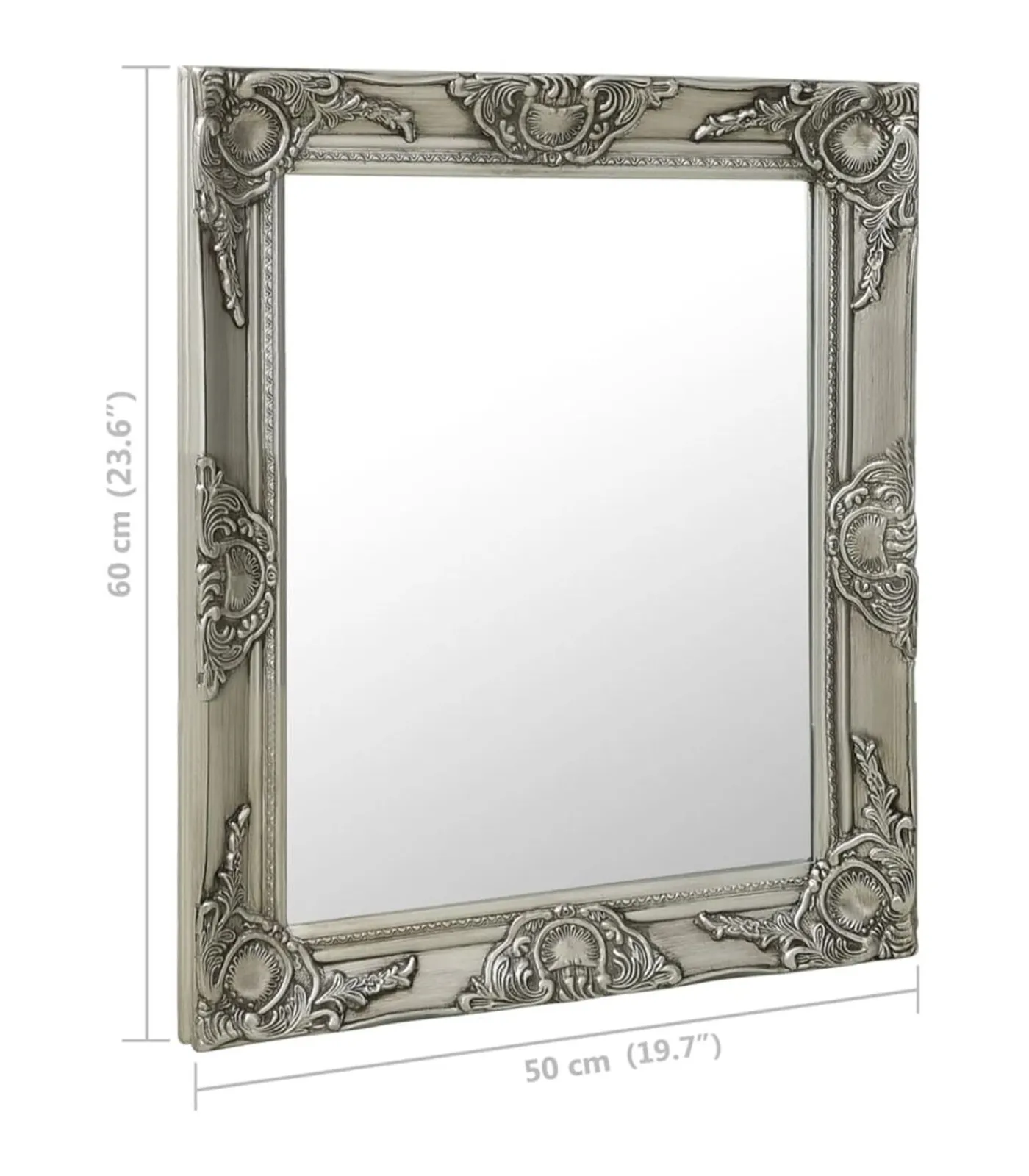 Online Wandspiegel barok stijl 50x60 cm zilverkleurig Spiegels