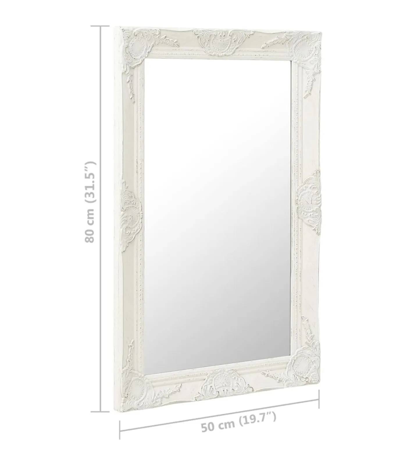 Sale Wandspiegel barok stijl 50x80 cm wit Spiegels