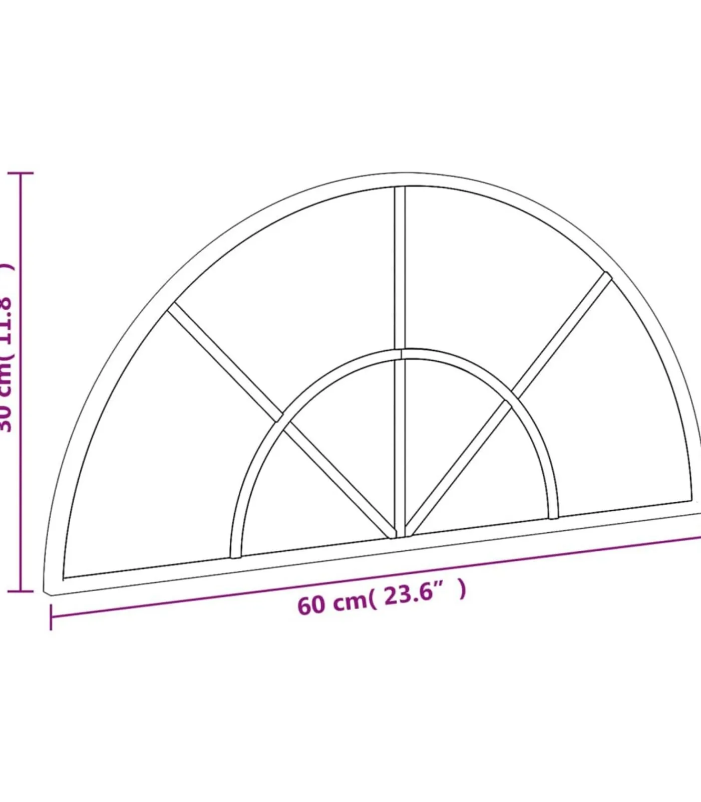 Sale Wandspiegel boog 60x30 cm ijzer zwart Spiegels