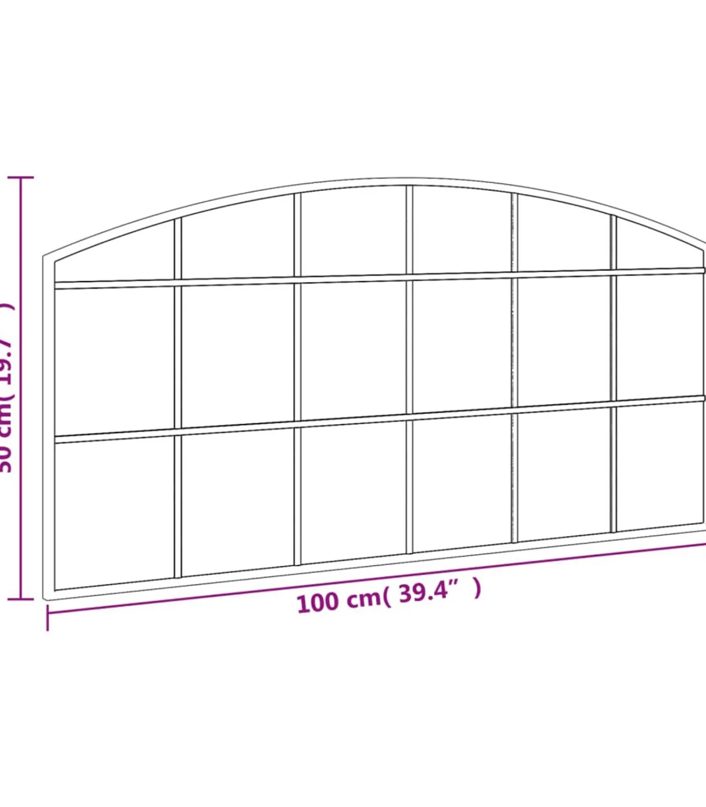 Online Wandspiegel boog 100x50 cm ijzer zwart Spiegels