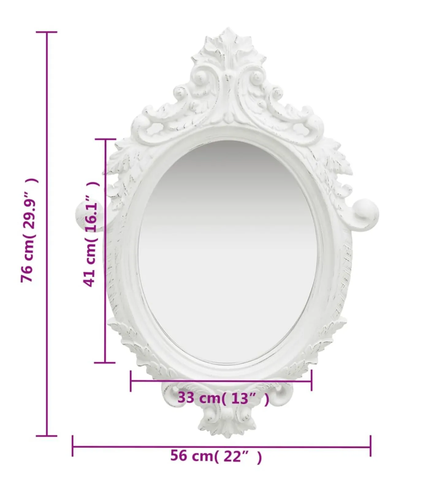 Sale Wandspiegel kasteel stijl 56x76 cm wit Spiegels