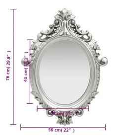 New Wandspiegel kasteel stijl 56x76 cm zilverkleurig Spiegels