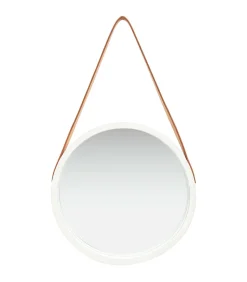 New Wandspiegel met band 40 cm wit Spiegels