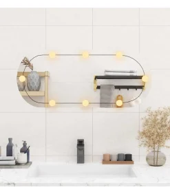 New Wandspiegel met LED's ovaal 35x80 cm glas Spiegels