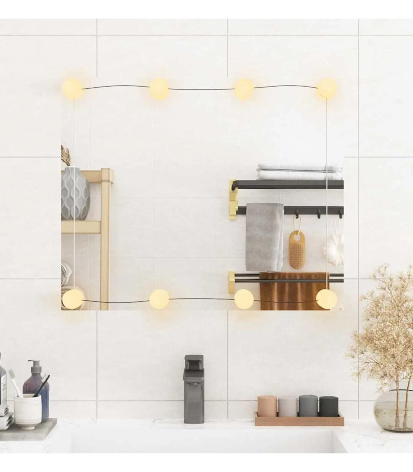 Sale Wandspiegel met LED's rechthoekig 50x60 cm glas Spiegels