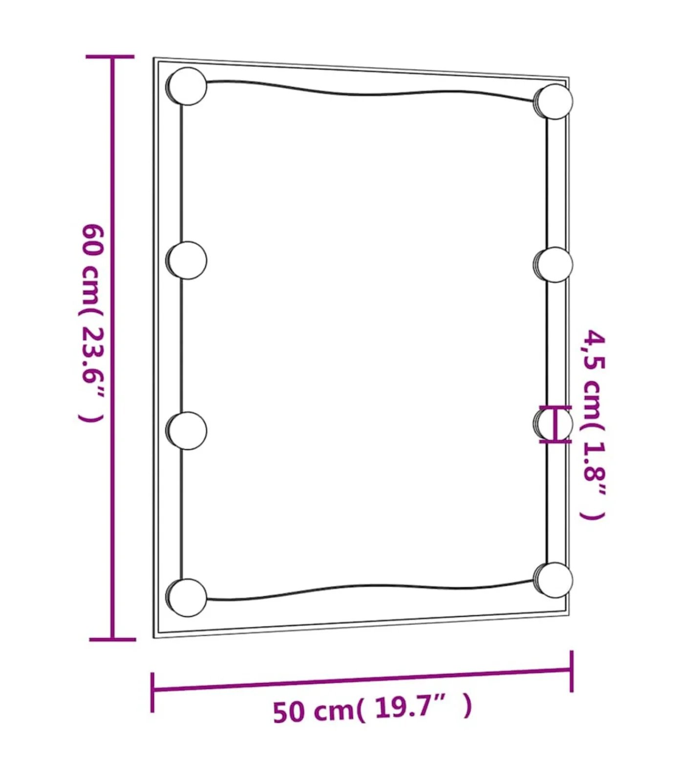 Sale Wandspiegel met LED's rechthoekig 50x60 cm glas Spiegels