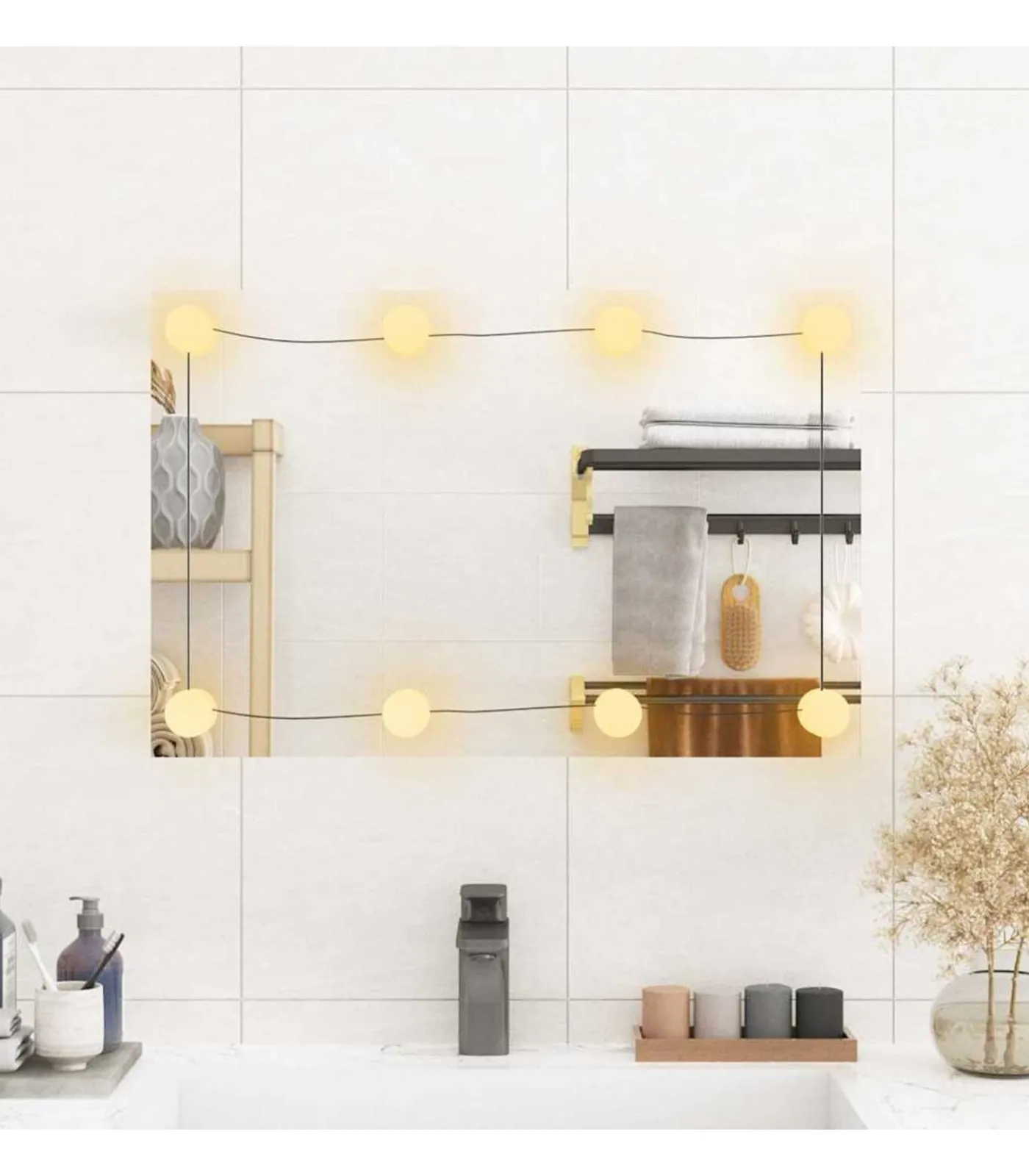 Discount Wandspiegel met LED's rechthoekig 40x60 cm glas Spiegels