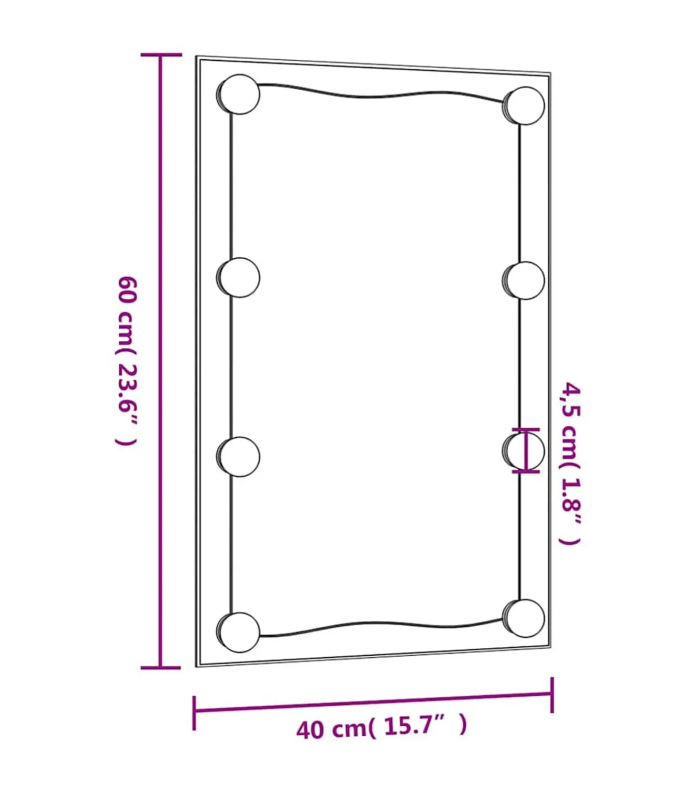 Discount Wandspiegel met LED's rechthoekig 40x60 cm glas Spiegels