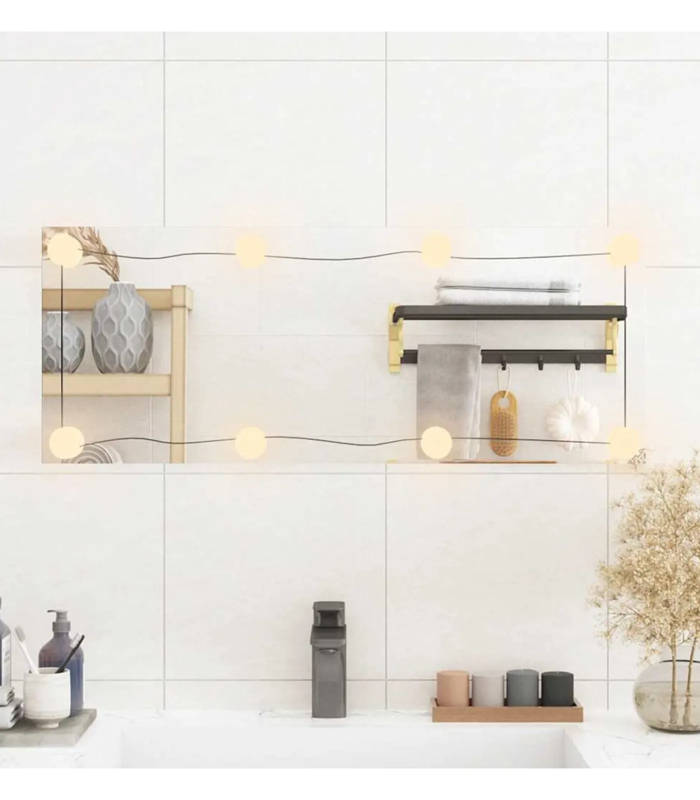 Discount Wandspiegel met LED's rechthoekig 30x80 cm glas Spiegels