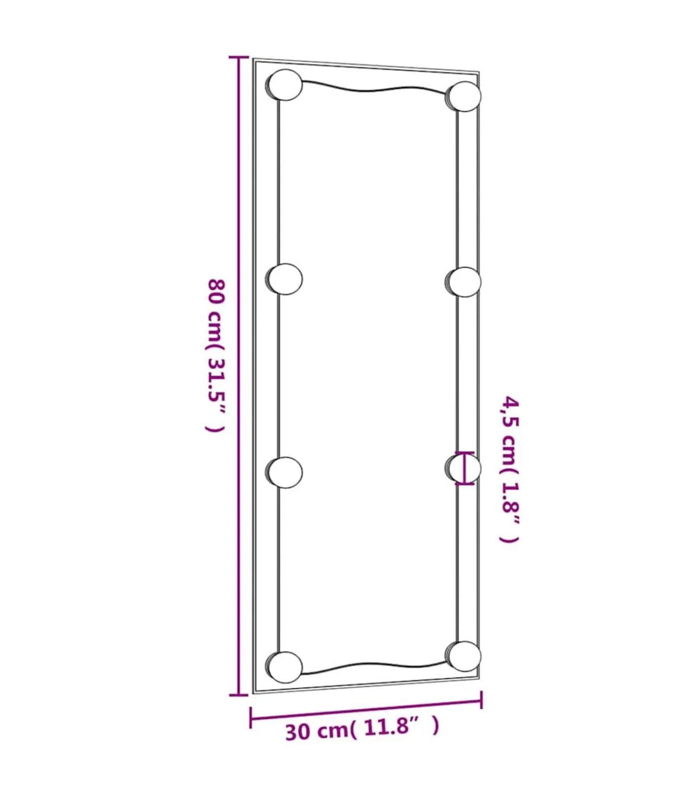 Discount Wandspiegel met LED's rechthoekig 30x80 cm glas Spiegels