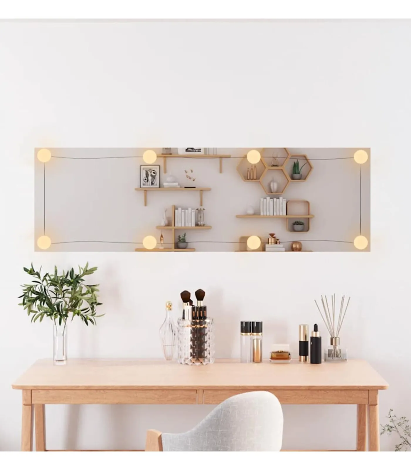 Discount Wandspiegel met LED's rechthoekig 30x100 cm glas Spiegels