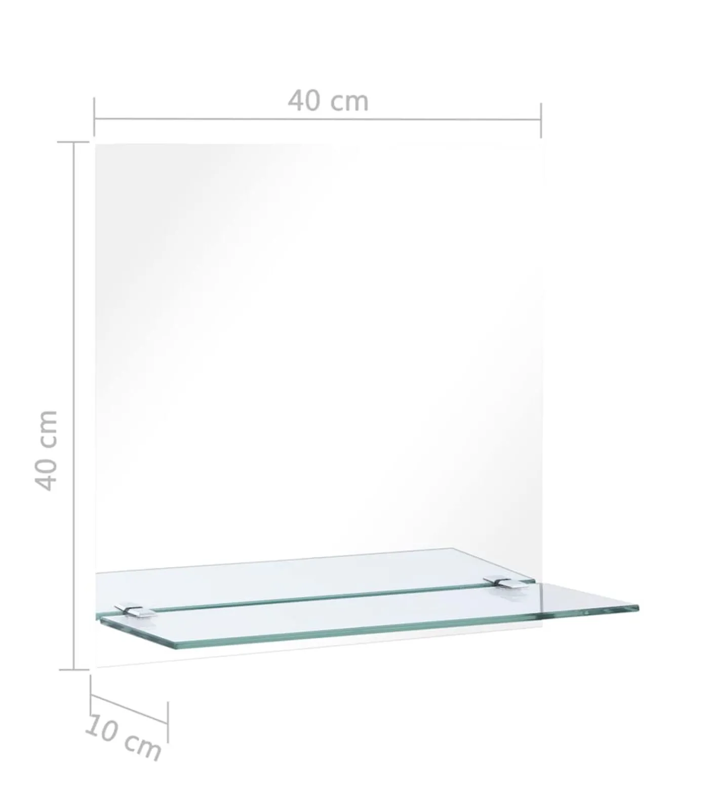 Discount Wandspiegel met schap 40x40 cm gehard glas Spiegels