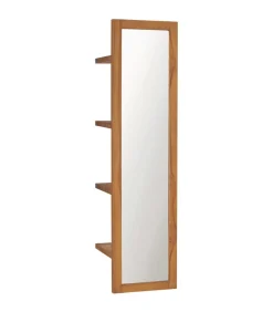 Best Wandspiegel met schappen 30x30x120 cm massief teakhout Spiegels