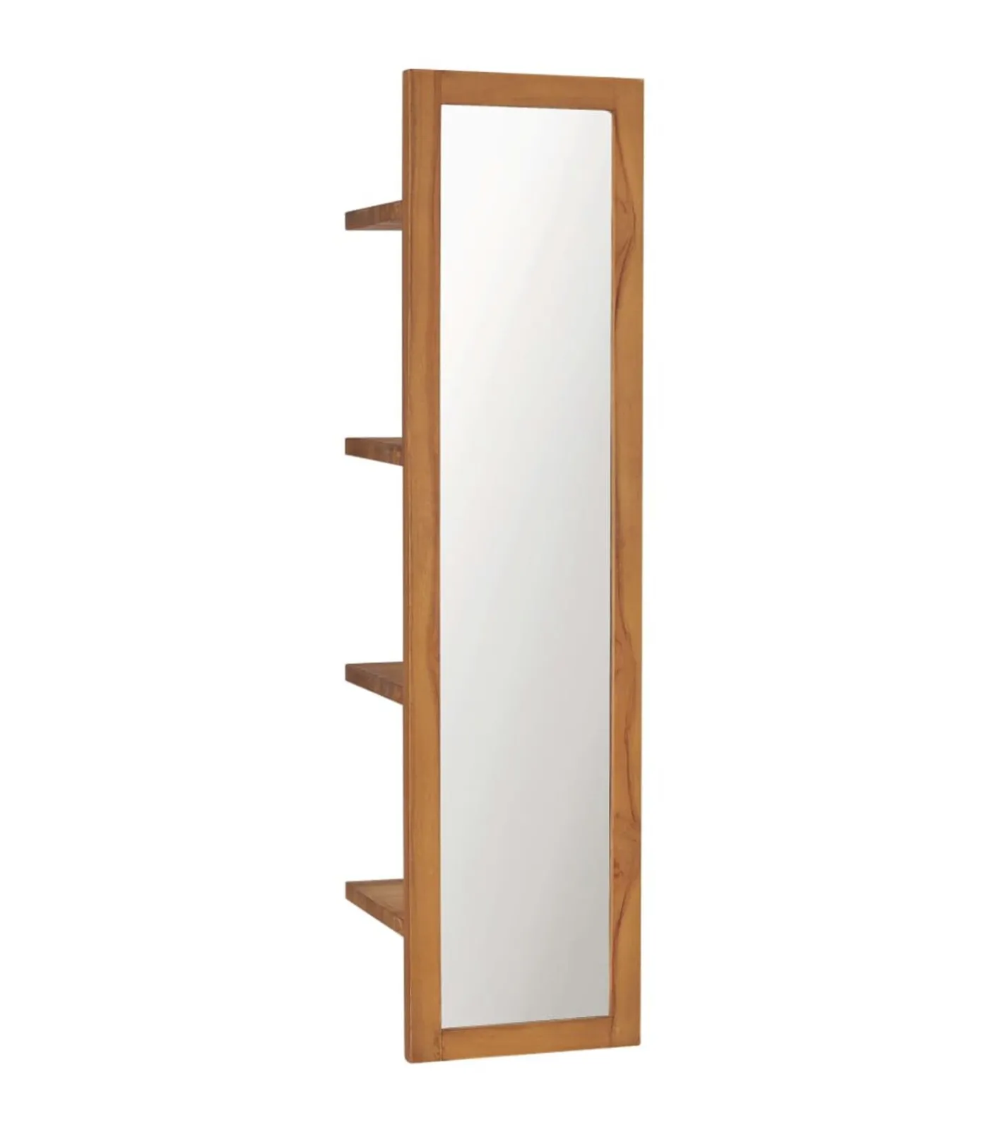 Best Wandspiegel met schappen 30x30x120 cm massief teakhout Spiegels