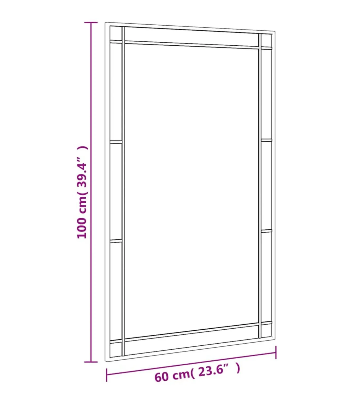 Discount Wandspiegel rechthoekig 60x100 cm ijzer zwart Spiegels