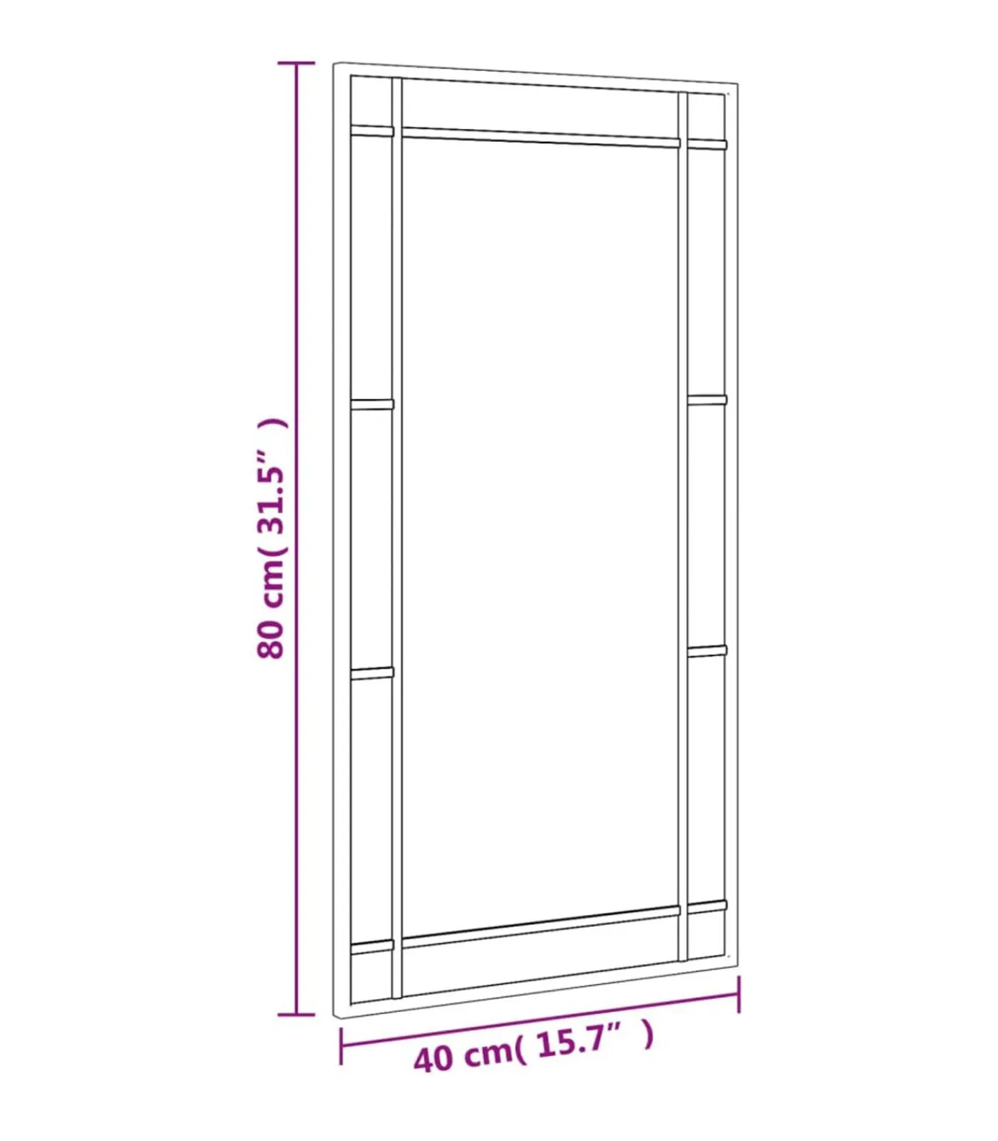 Wandspiegel rechthoekig 40x80 cm ijzer zwart Spiegels