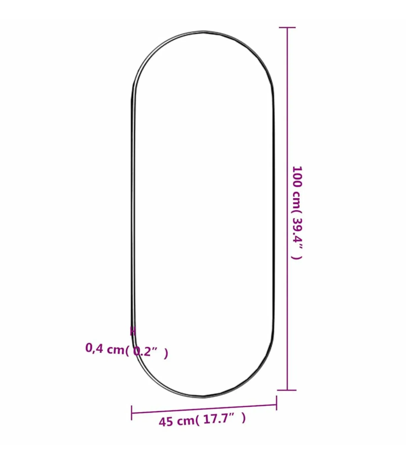 Clearance Wandspiegel 45x100 cm ovaal glas Spiegels