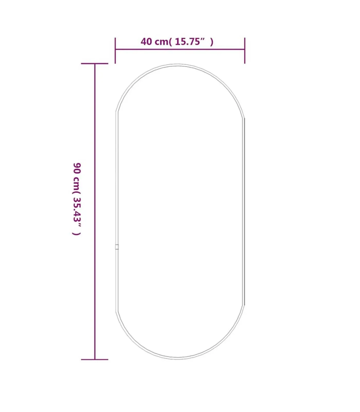 Outlet Wandspiegel 90x40 cm ovaal zilverkleurig Spiegels