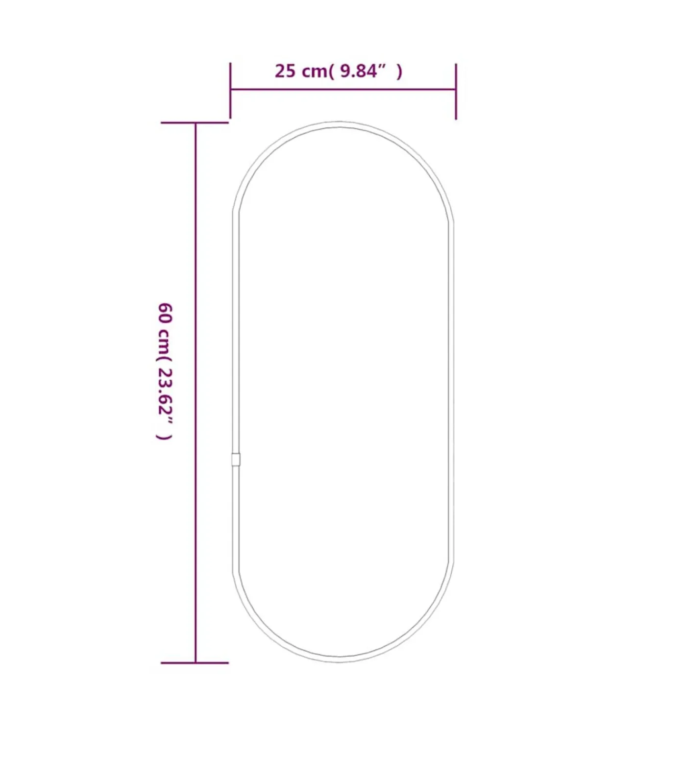 Hot Wandspiegel 60x25 cm ovaal zwart Spiegels