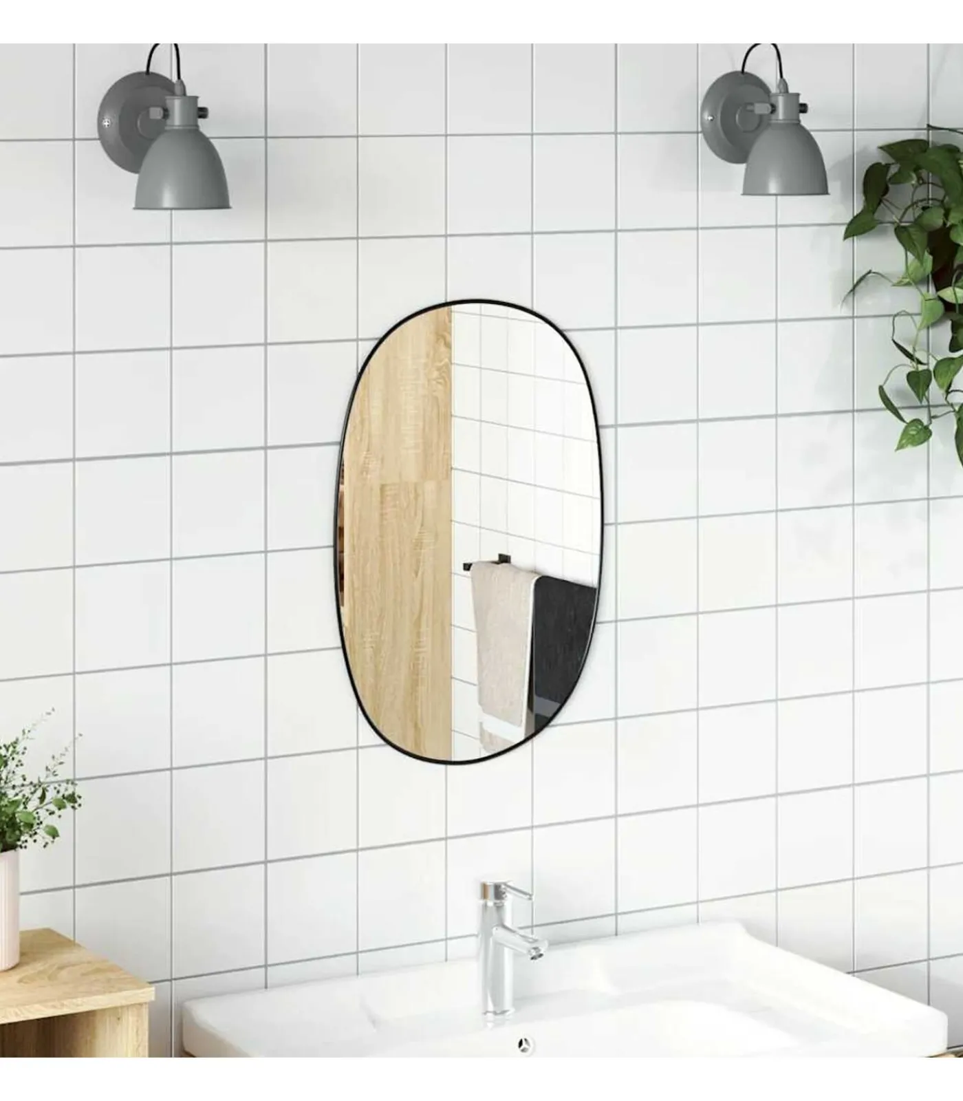 Hot Wandspiegel 50x35 cm zwart Spiegels