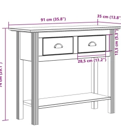 New Wandtafel BODO 91x35x74 cm massief grenenhout bruin Tafels