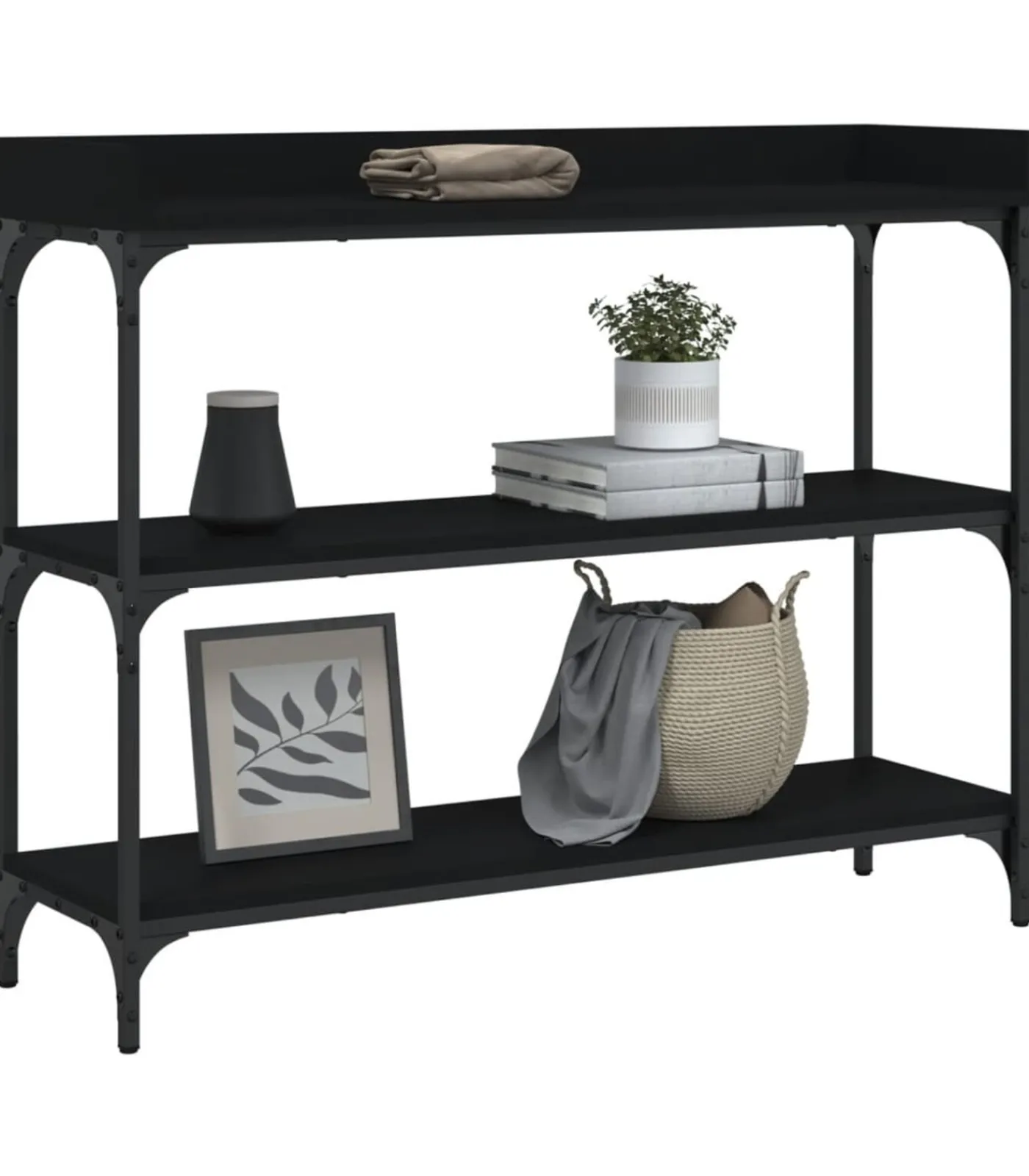 Hot Wandtafel met schappen 100x30x80 cm zwart Tafels