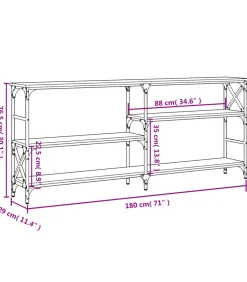 Sale Wandtafel 180x29x76,5 cm bewerkt hout bruin eikenkleur Tafels