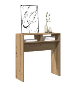 New Wandtafel 78x30x80 cm bewerkt hout artisanaal eikenkleur Tafels