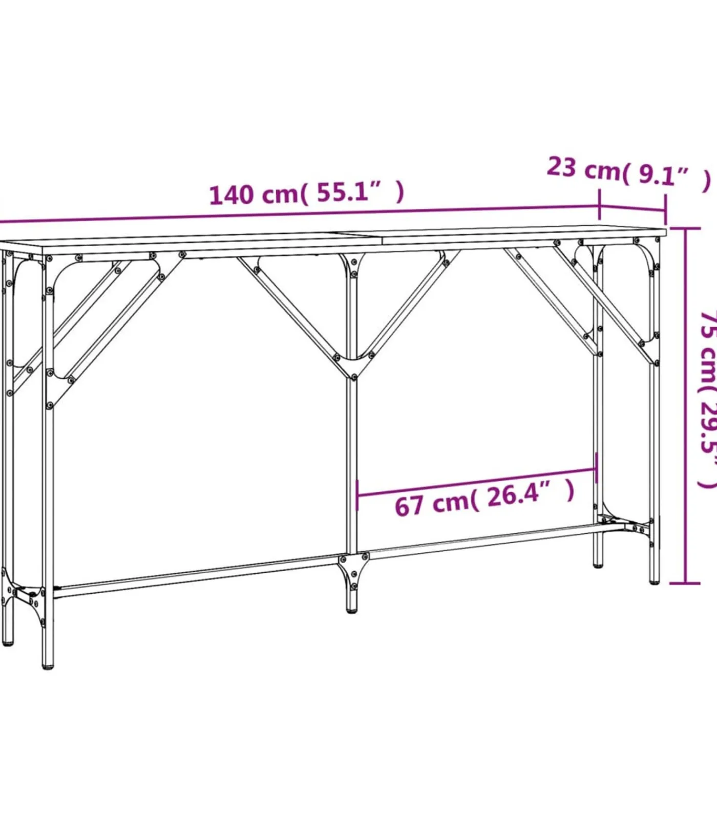 Wandtafel 140x23x75 cm bewerkt hout grijs sonoma Tafels
