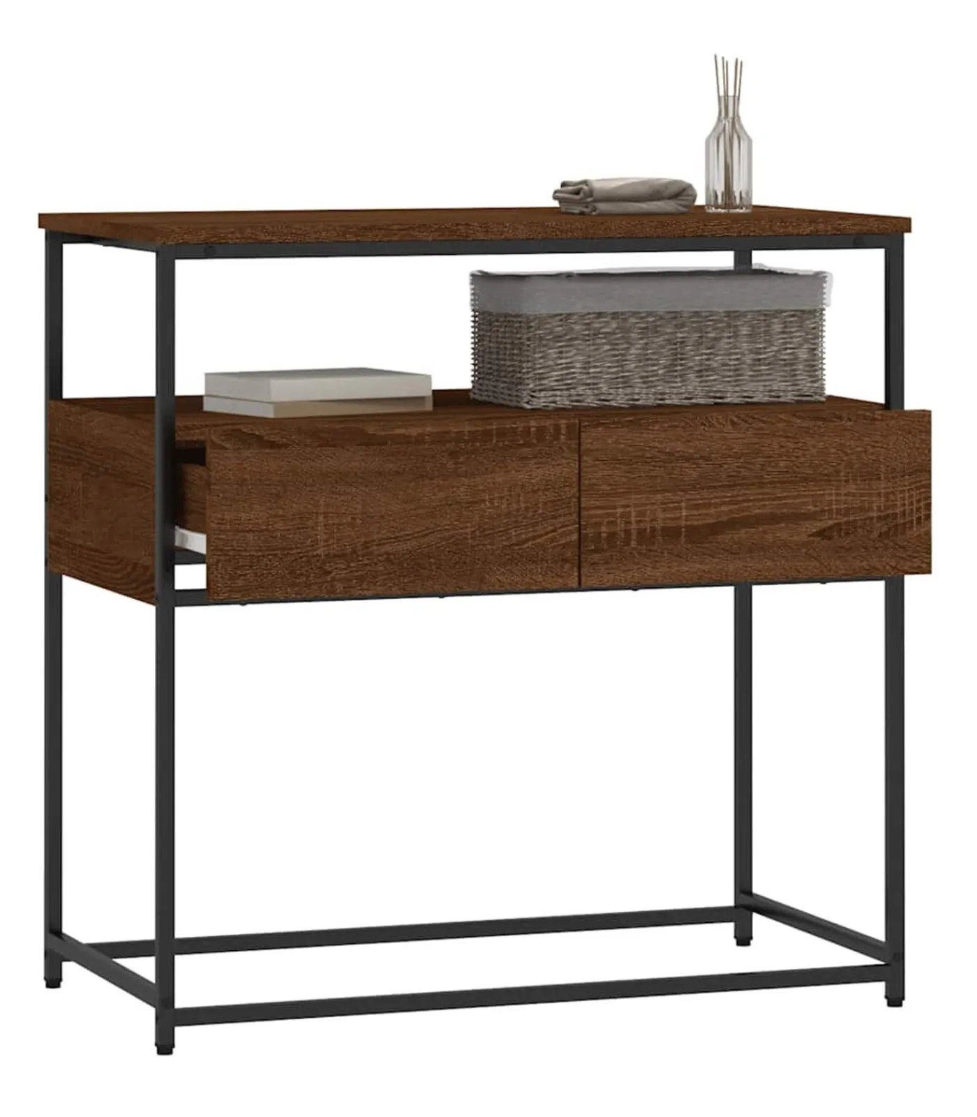 Discount Wandtafel 75x40x75 cm bewerkt hout bruin eikenkleur Tafels