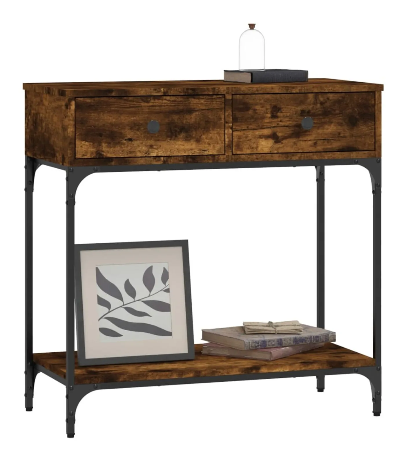 Sale Wandtafel 75x34,5x75 cm bewerkt hout gerookt eikenkleurig Tafels