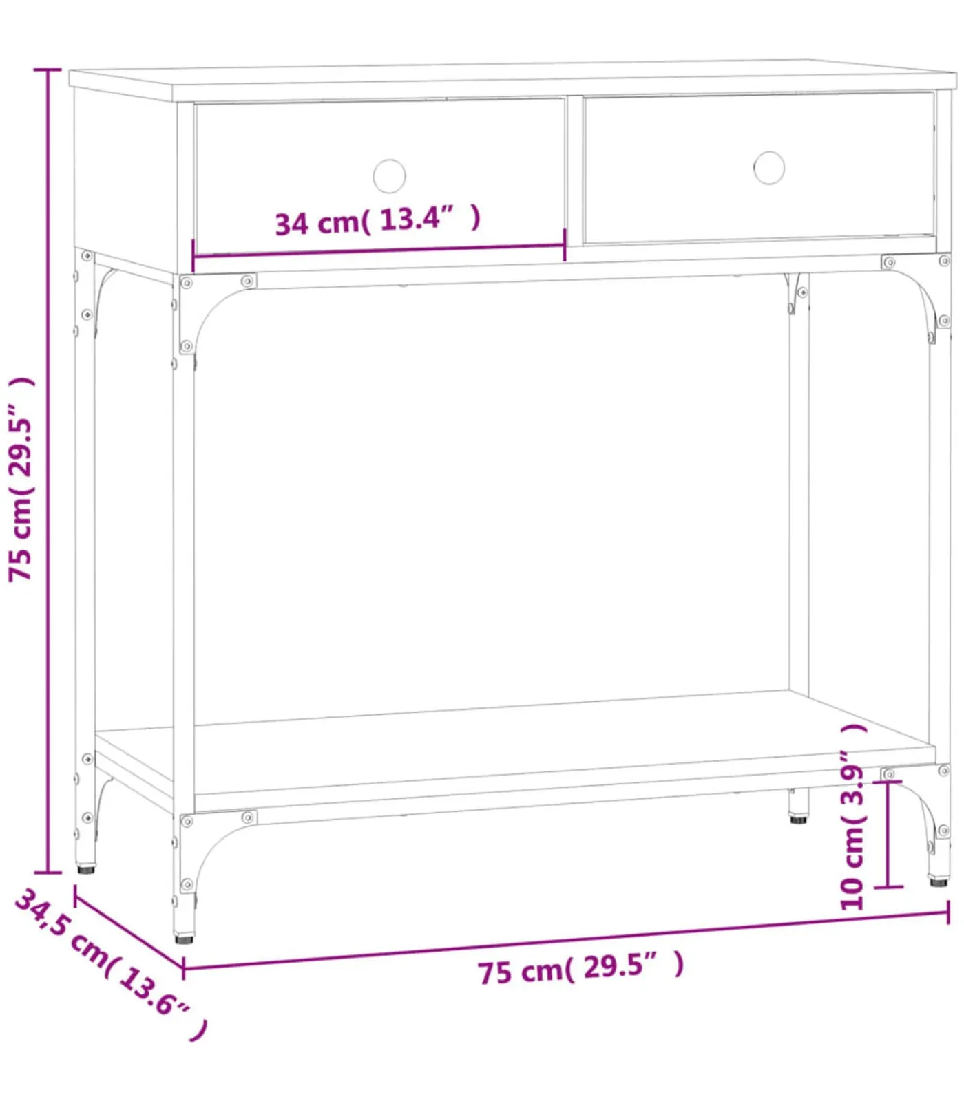Sale Wandtafel 75x34,5x75 cm bewerkt hout gerookt eikenkleurig Tafels