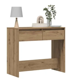 Clearance Wandtafel 89x41x76,5 cm bewerkt hout artisanaal eikenkleurig Tafels