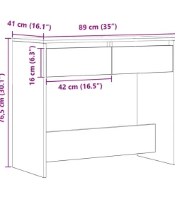 Clearance Wandtafel 89x41x76,5 cm bewerkt hout artisanaal eikenkleurig Tafels