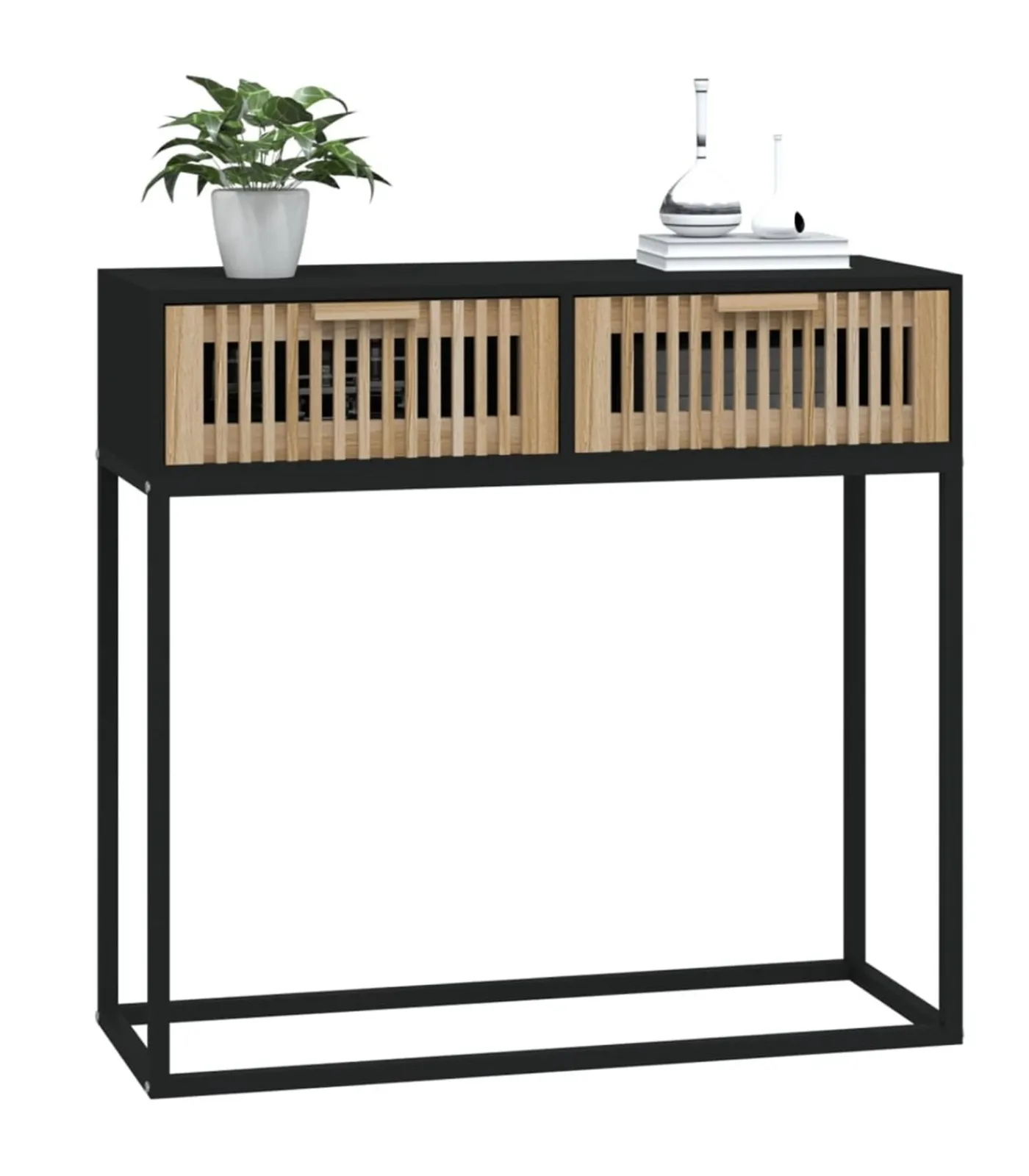 Hot Wandtafel 80x30x75 cm bewerkt hout en ijzer zwart Tafels