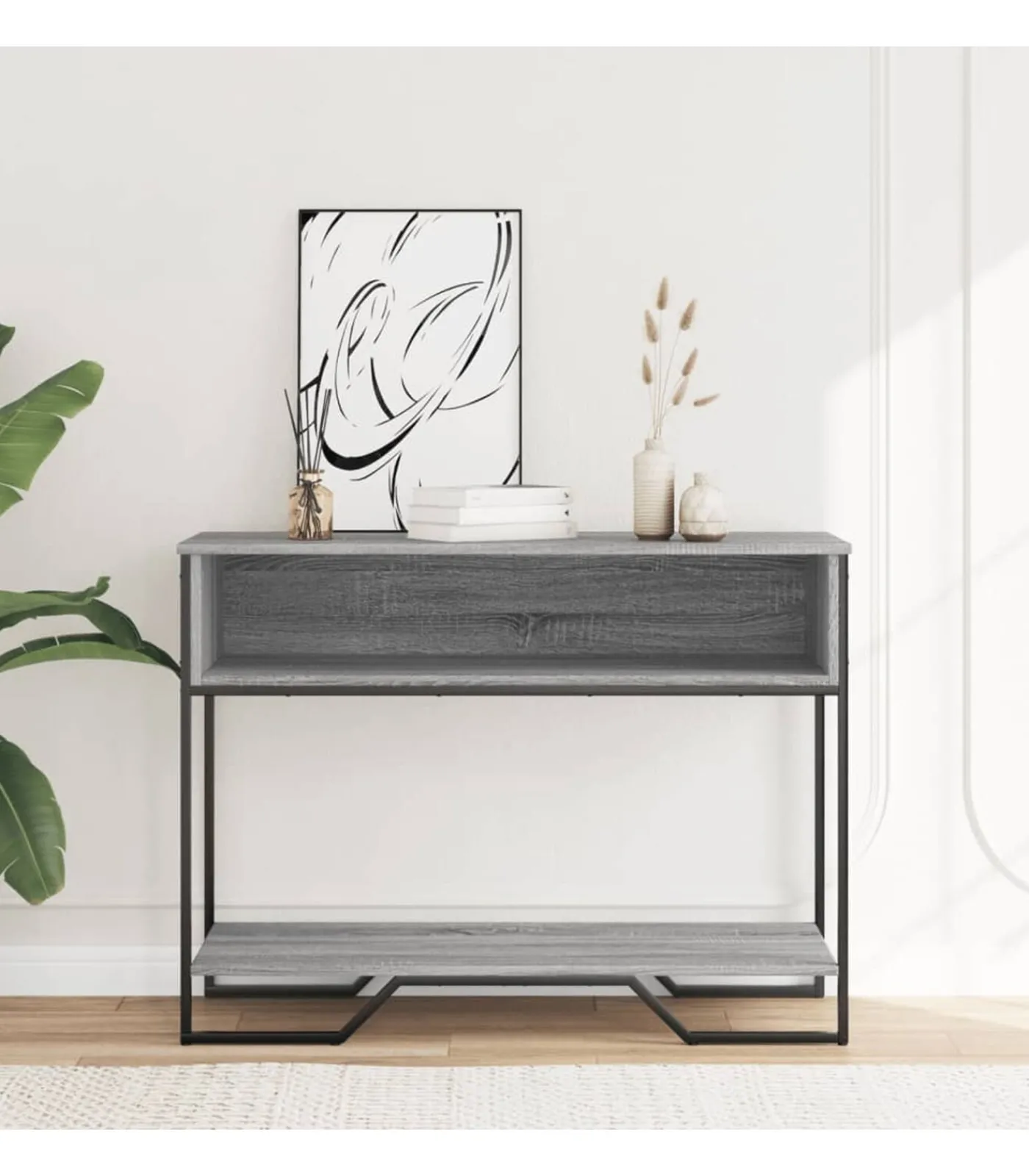 Best Wandtafel 100x35x74,5 cm bewerkt hout grijs sonoma eikenkleurig Tafels