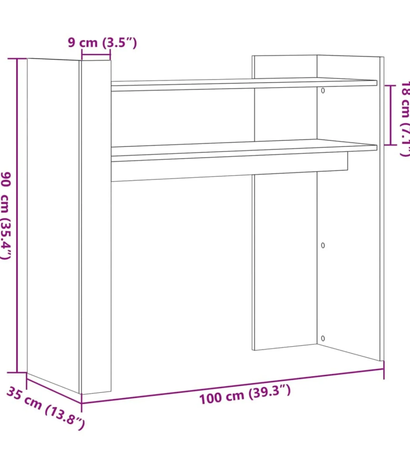 Hot Wandtafel 100x35x90 cm bewerkt hout sonoma eikenkleurig Tafels
