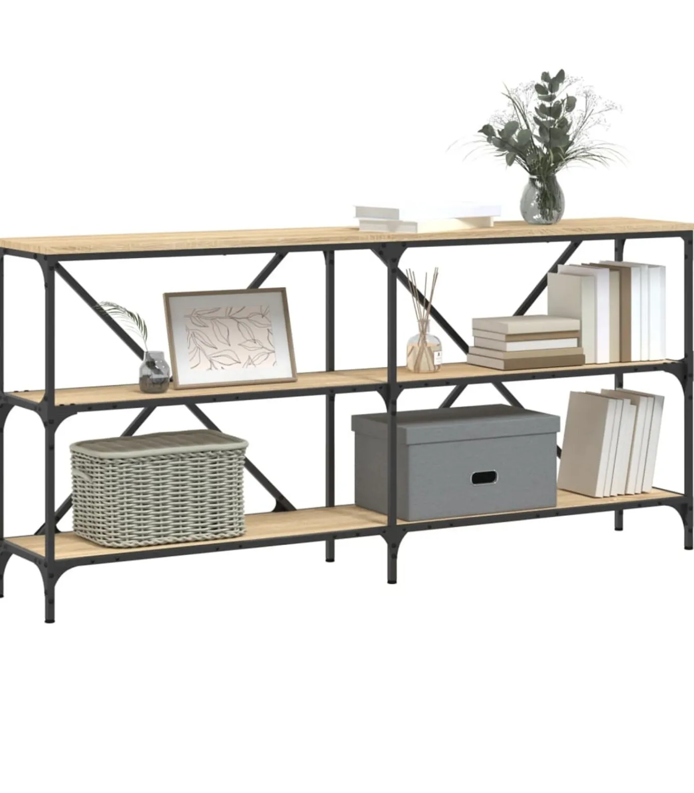 Hot Wandtafel 160x30x75 cm bewerkt hout en ijzer sonoma eikenkleur Tafels