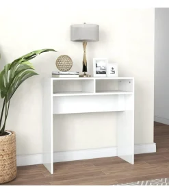 Outlet Wandtafel 78x30x80 cm bewerkt hout hoogglans wit Tafels