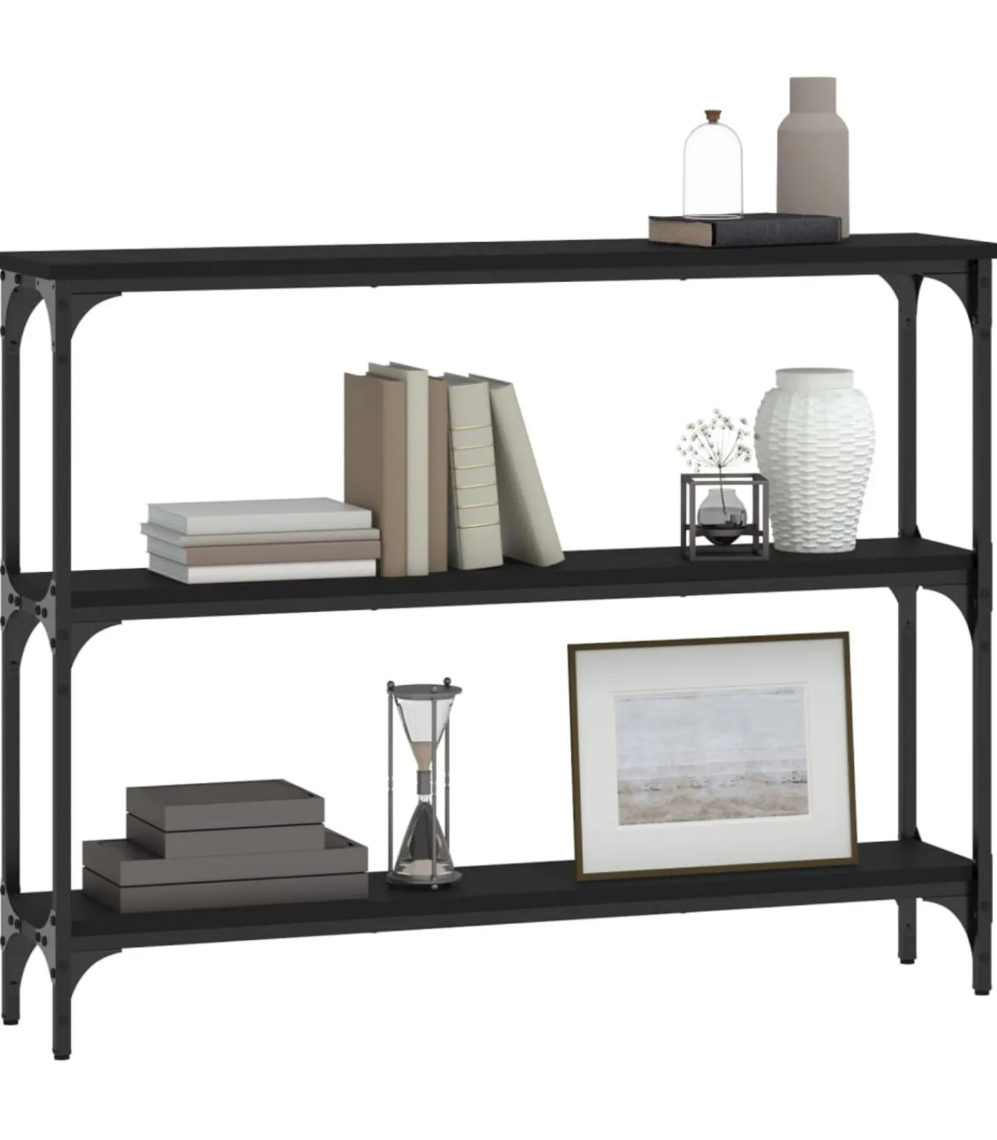 New Wandtafel 100x22,5x75 cm bewerkt hout zwart Tafels