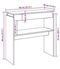 Online Wandtafel 80x30x80 cm bewerkt hout artisanaal eikenkleurig Tafels