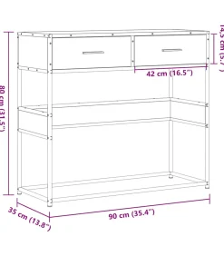 Best Wandtafel 90x35x80 cm bewerkt hout bruin eikenkleur Tafels
