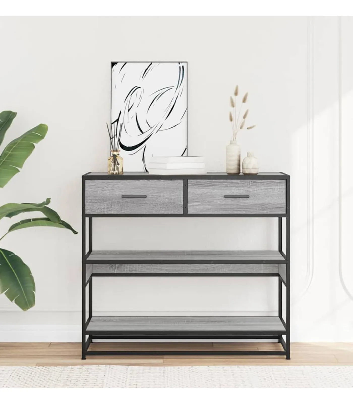 Discount Wandtafel 90x35x80 cm bewerkt hout grijs sonoma eikenkleurig Tafels