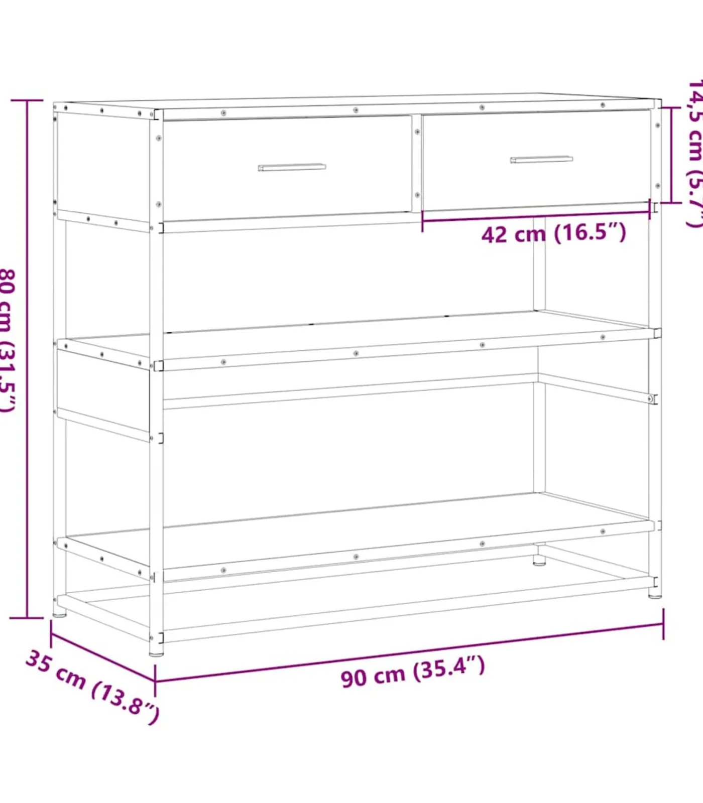 Discount Wandtafel 90x35x80 cm bewerkt hout grijs sonoma eikenkleurig Tafels