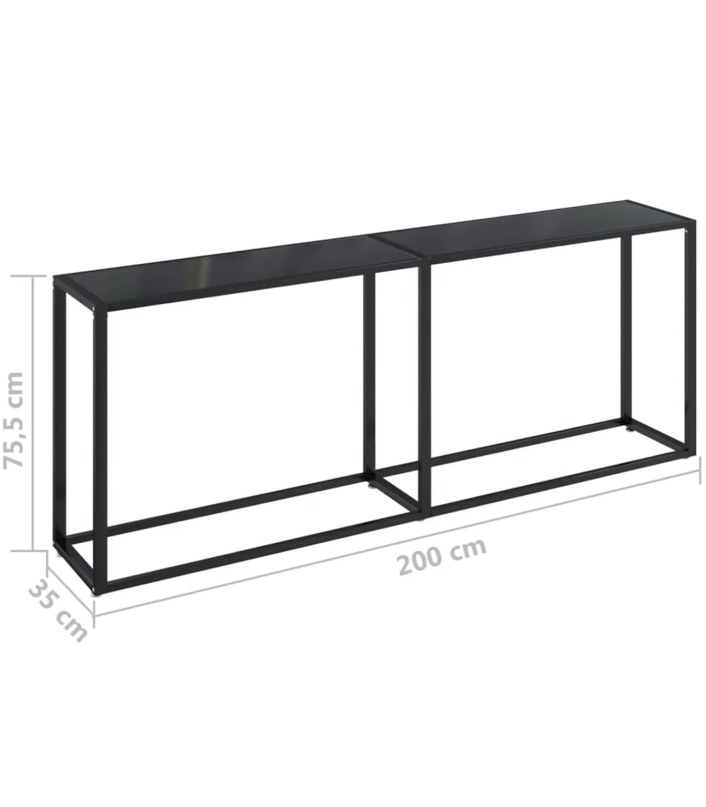 Sale Wandtafel 200x35x75,5 cm gehard glas zwart Tafels
