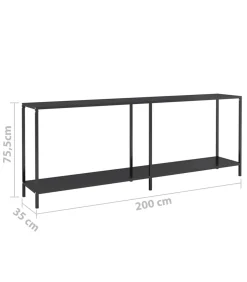 Best Wandtafel 200x35x75,5 cm gehard glas zwart Tafels